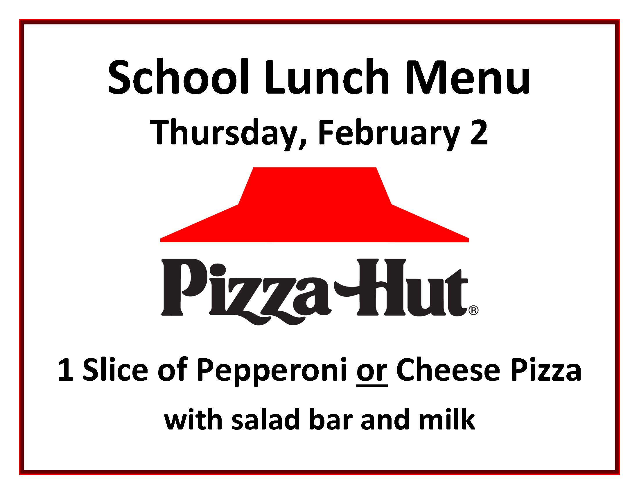 Pizza Hut Day in the school cafeteria