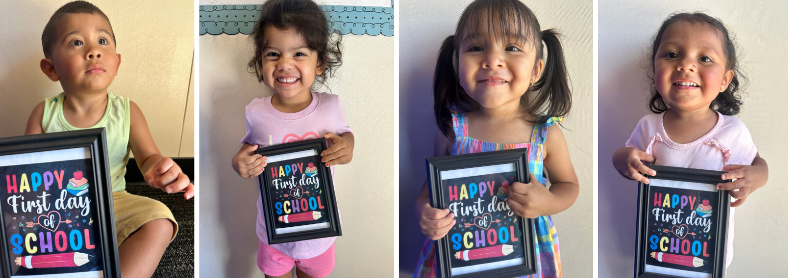 preschool children on first day of school