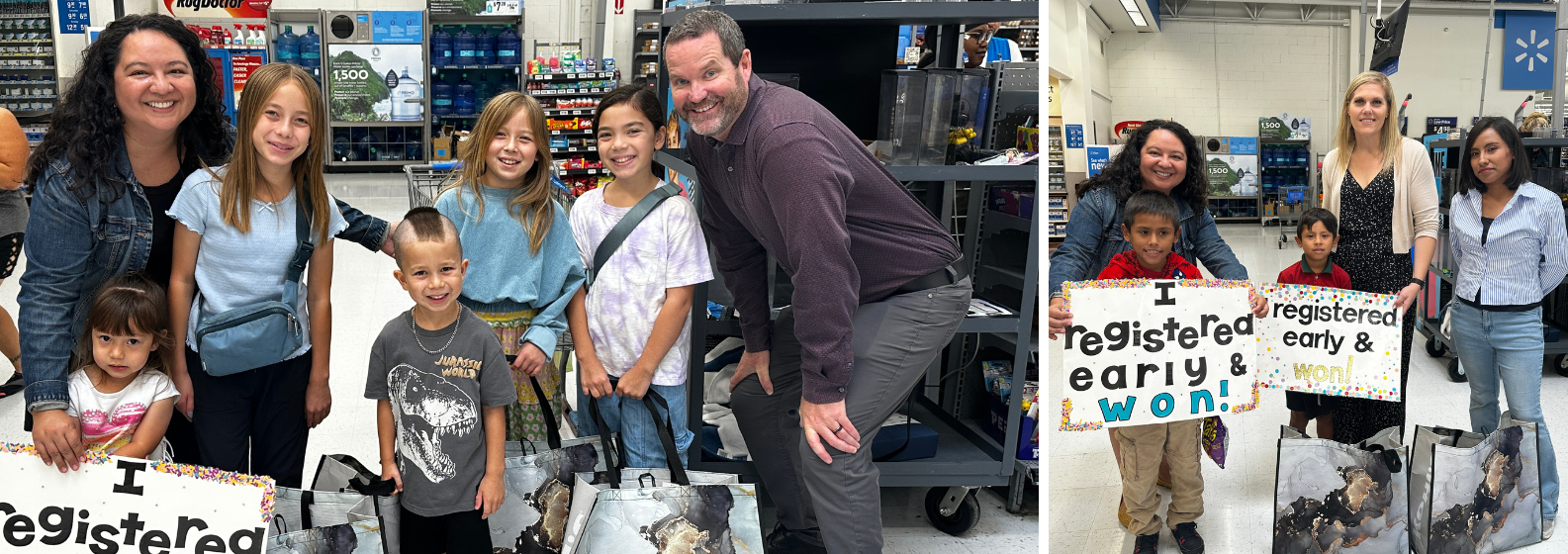 families with principal at shopping spree