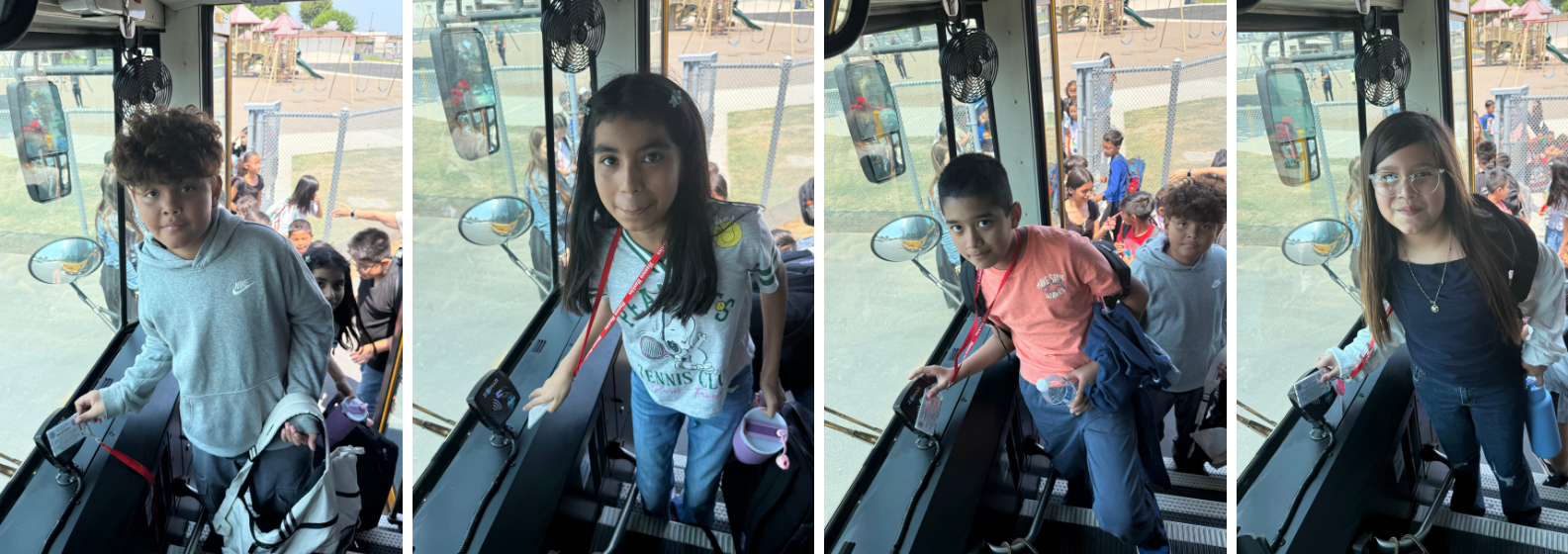 students scanning on bus with pass